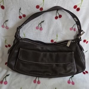 Perlina Dark Brown Leather Shoulder Bag